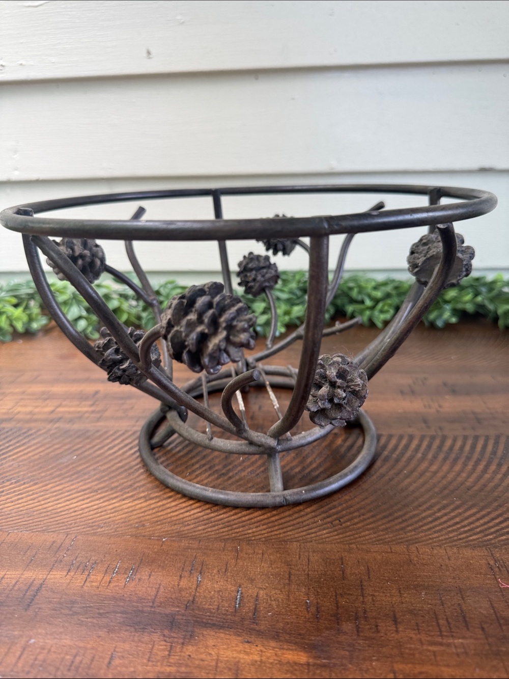 Decorative Pinecone Metal Bowl - Rustic Brown